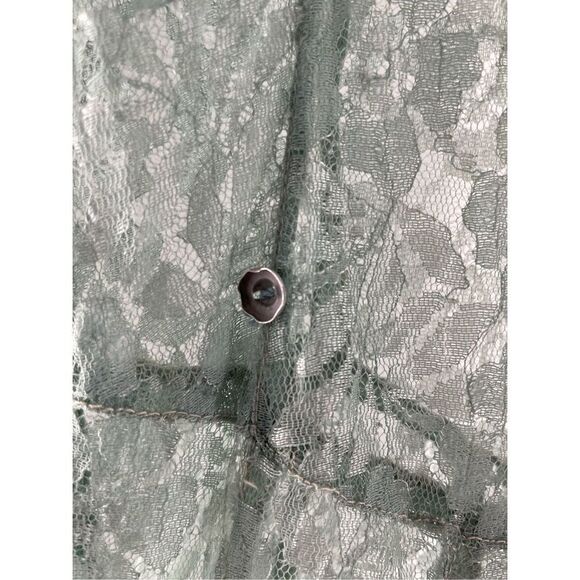 Vintage Women's Lace Sheer Crew Neck Midi A-Line Dress Green Size Medium - Picture 4 of 4